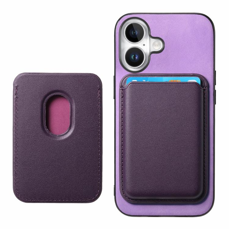 For iPhone 17 Retro Magsafe Card Bag PU Back Cover Phone Case(Purple) - iPhone 17 Cases by buy2fix | Online Shopping UK | buy2fix