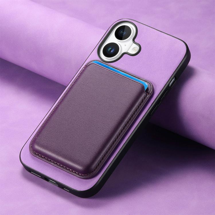 For iPhone 17 Retro Magsafe Card Bag PU Back Cover Phone Case(Purple) - iPhone 17 Cases by buy2fix | Online Shopping UK | buy2fix