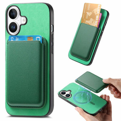 For iPhone 17 Retro Magsafe Card Bag PU Back Cover Phone Case(Green) - iPhone 17 Cases by buy2fix | Online Shopping UK | buy2fix