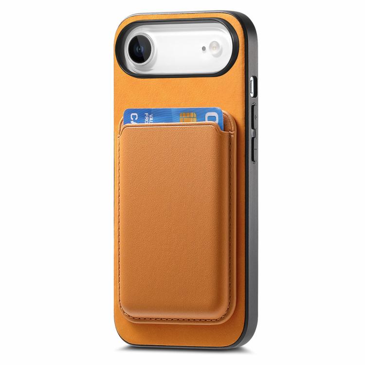 For iPhone Air Retro Magsafe Card Bag PU Back Cover Phone Case(Yellow) - iPhone Air Cases by buy2fix | Online Shopping UK | buy2fix