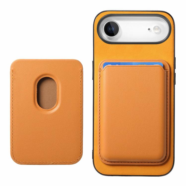 For iPhone Air Retro Magsafe Card Bag PU Back Cover Phone Case(Yellow) - iPhone Air Cases by buy2fix | Online Shopping UK | buy2fix