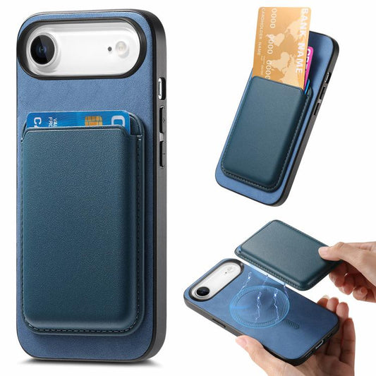 For iPhone Air Retro Magsafe Card Bag PU Back Cover Phone Case(Blue) - iPhone Air Cases by buy2fix | Online Shopping UK | buy2fix