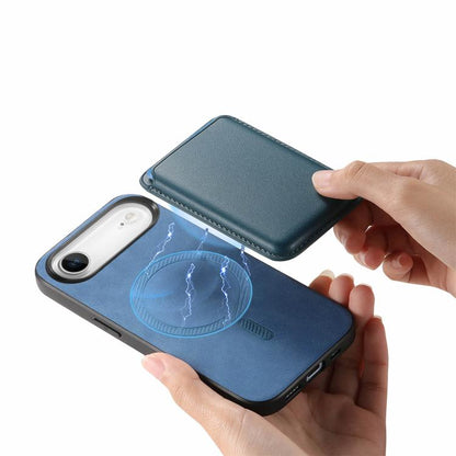 For iPhone Air Retro Magsafe Card Bag PU Back Cover Phone Case(Blue) - iPhone Air Cases by buy2fix | Online Shopping UK | buy2fix