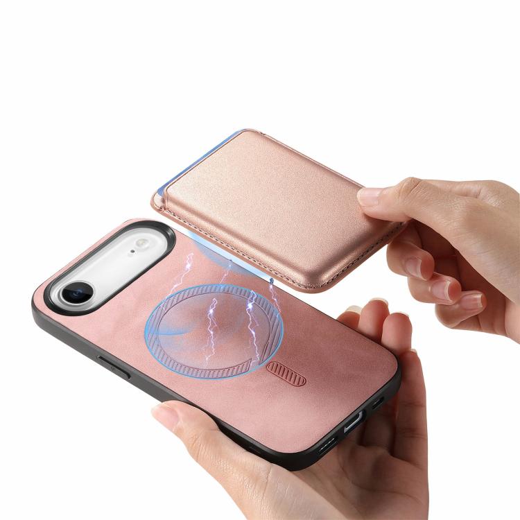 For iPhone Air Retro Magsafe Card Bag PU Back Cover Phone Case(Pink) - iPhone Air Cases by buy2fix | Online Shopping UK | buy2fix