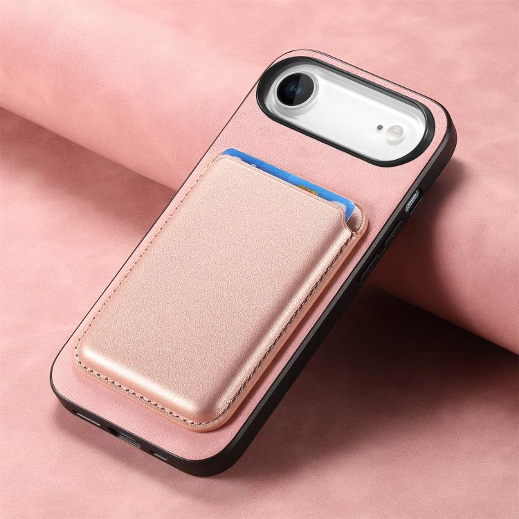 For iPhone Air Retro Magsafe Card Bag PU Back Cover Phone Case(Pink) - iPhone Air Cases by buy2fix | Online Shopping UK | buy2fix