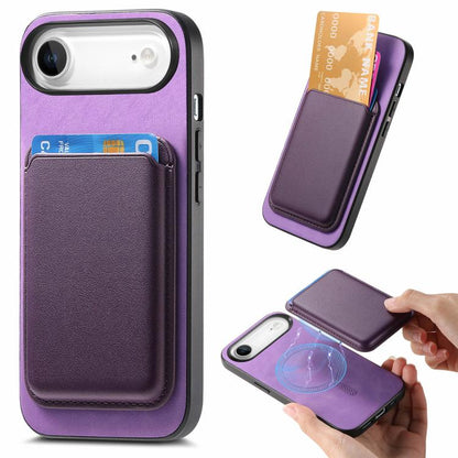 For iPhone Air Retro Magsafe Card Bag PU Back Cover Phone Case(Purple) - iPhone Air Cases by buy2fix | Online Shopping UK | buy2fix