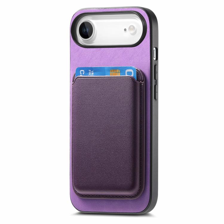 For iPhone Air Retro Magsafe Card Bag PU Back Cover Phone Case(Purple) - iPhone Air Cases by buy2fix | Online Shopping UK | buy2fix
