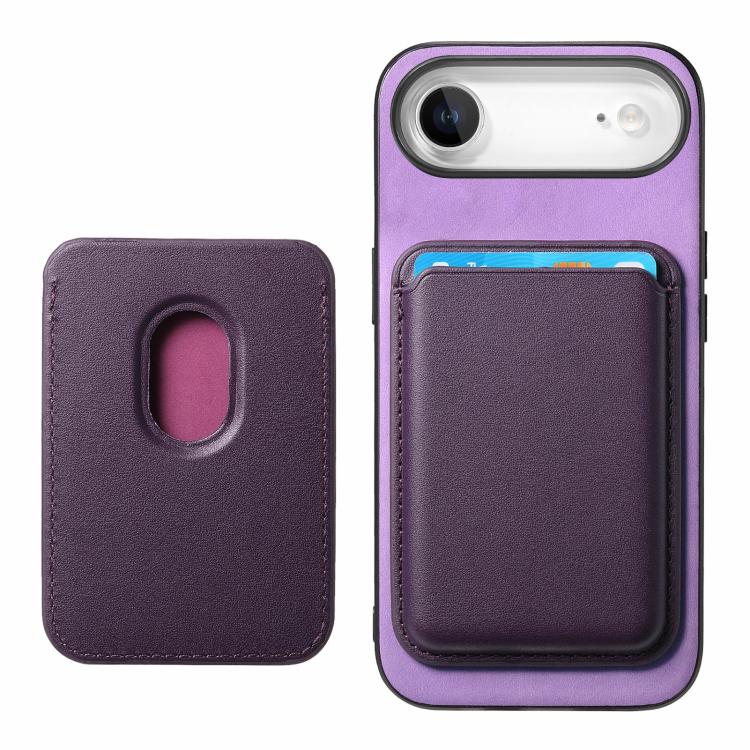 For iPhone Air Retro Magsafe Card Bag PU Back Cover Phone Case(Purple) - iPhone Air Cases by buy2fix | Online Shopping UK | buy2fix
