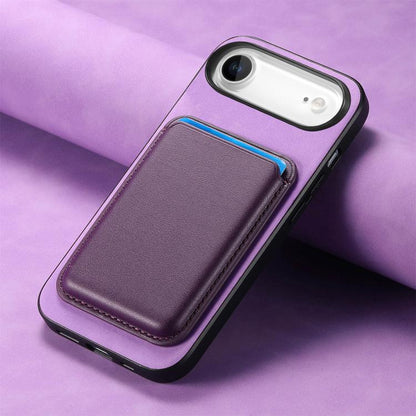 For iPhone Air Retro Magsafe Card Bag PU Back Cover Phone Case(Purple) - iPhone Air Cases by buy2fix | Online Shopping UK | buy2fix