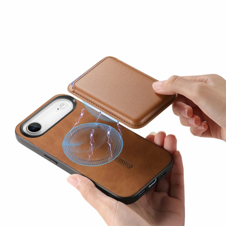 For iPhone Air Retro Magsafe Card Bag PU Back Cover Phone Case(Brown) - iPhone Air Cases by buy2fix | Online Shopping UK | buy2fix