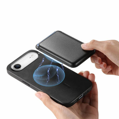 For iPhone Air Retro Magsafe Card Bag PU Back Cover Phone Case(Black) - iPhone Air Cases by buy2fix | Online Shopping UK | buy2fix