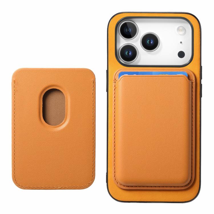 For iPhone 17 Pro Retro Magsafe Card Bag PU Back Cover Phone Case(Yellow) - iPhone 17 Pro Cases by buy2fix | Online Shopping UK | buy2fix