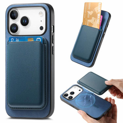 For iPhone 17 Pro Retro Magsafe Card Bag PU Back Cover Phone Case(Blue) - iPhone 17 Pro Cases by buy2fix | Online Shopping UK | buy2fix