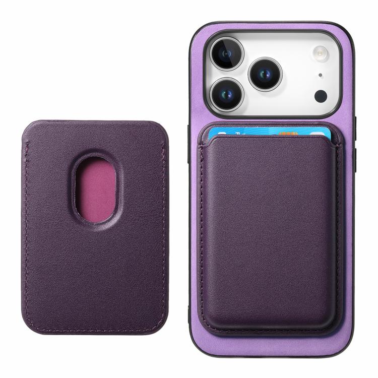 For iPhone 17 Pro Retro Magsafe Card Bag PU Back Cover Phone Case(Purple) - iPhone 17 Pro Cases by buy2fix | Online Shopping UK | buy2fix