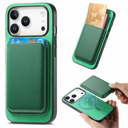 For iPhone 17 Pro Retro Magsafe Card Bag PU Back Cover Phone Case(Green) - iPhone 17 Pro Cases by buy2fix | Online Shopping UK | buy2fix