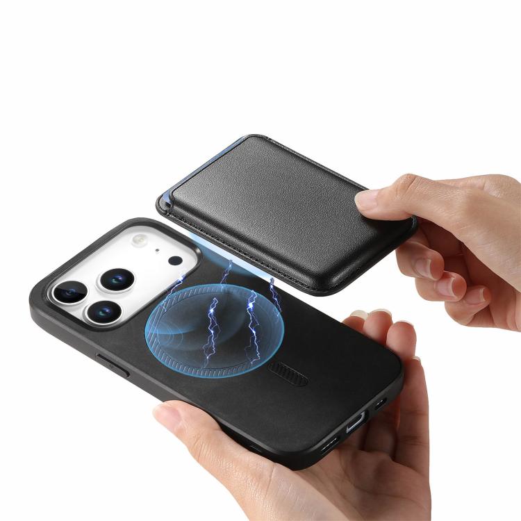 For iPhone 17 Pro Retro Magsafe Card Bag PU Back Cover Phone Case(Black) - iPhone 17 Pro Cases by buy2fix | Online Shopping UK | buy2fix
