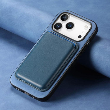 For iPhone 17 Pro Max Retro Magsafe Card Bag PU Back Cover Phone Case(Blue) - iPhone 17 Pro Max Cases by buy2fix | Online Shopping UK | buy2fix