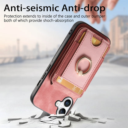 For iPhone 16 Plus Retro Splitable Magnetic Stand Card Bag Leather Phone Case(Pink) - iPhone 16 Plus Cases by buy2fix | Online Shopping UK | buy2fix
