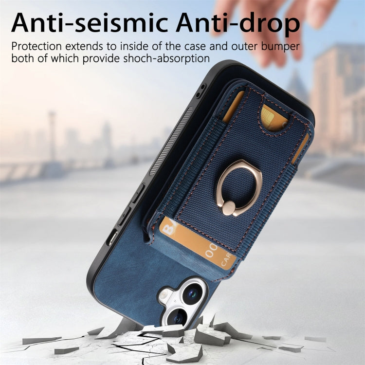 For iPhone 16 Plus Retro Splitable Magnetic Stand Card Bag Leather Phone Case(Blue) - iPhone 16 Plus Cases by buy2fix | Online Shopping UK | buy2fix