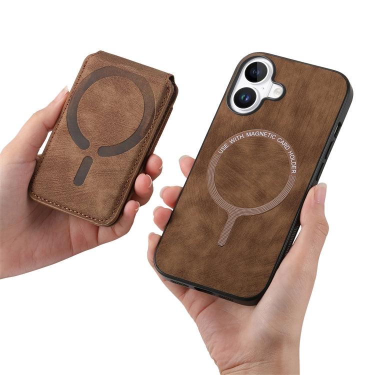 For iPhone 16 Plus Retro Splitable Magnetic Stand Card Bag Leather Phone Case(Brown) - iPhone 16 Plus Cases by buy2fix | Online Shopping UK | buy2fix
