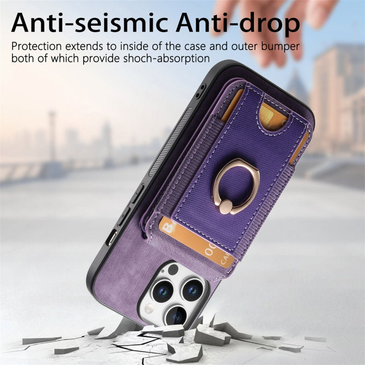 For iPhone 16 Pro Retro Splitable Magnetic Stand Card Bag Leather Phone Case(Purple) - iPhone 16 Pro Cases by buy2fix | Online Shopping UK | buy2fix