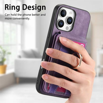 For iPhone 16 Pro Retro Splitable Magnetic Stand Card Bag Leather Phone Case(Purple) - iPhone 16 Pro Cases by buy2fix | Online Shopping UK | buy2fix