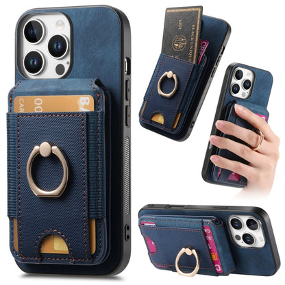 For iPhone 16 Pro Retro Splitable Magnetic Stand Card Bag Leather Phone Case(Blue) - iPhone 16 Pro Cases by buy2fix | Online Shopping UK | buy2fix