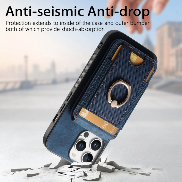 For iPhone 16 Pro Retro Splitable Magnetic Stand Card Bag Leather Phone Case(Blue) - iPhone 16 Pro Cases by buy2fix | Online Shopping UK | buy2fix