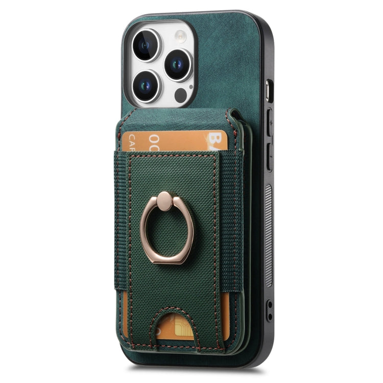 For iPhone 16 Pro Retro Splitable Magnetic Stand Card Bag Leather Phone Case(Green) - iPhone 16 Pro Cases by buy2fix | Online Shopping UK | buy2fix