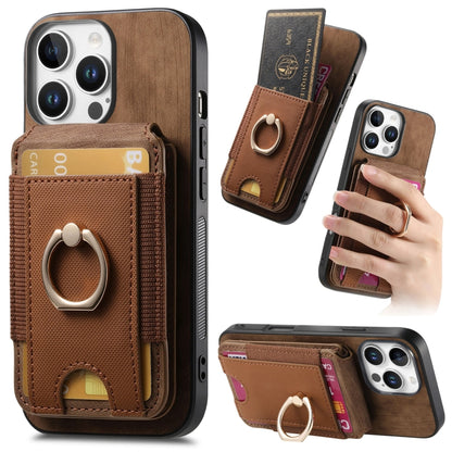 For iPhone 16 Pro Retro Splitable Magnetic Stand Card Bag Leather Phone Case(Brown) - iPhone 16 Pro Cases by buy2fix | Online Shopping UK | buy2fix