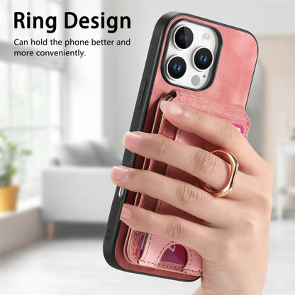 For iPhone 16 Pro Max Retro Splitable Magnetic Stand Card Bag Leather Phone Case(Pink) by buy2fix