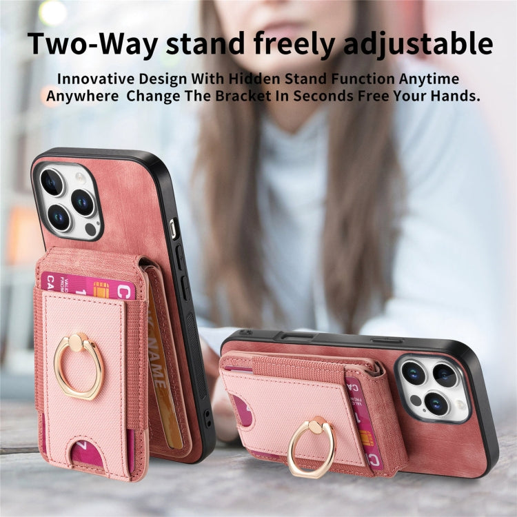 For iPhone 16 Pro Max Retro Splitable Magnetic Stand Card Bag Leather Phone Case(Pink) by buy2fix