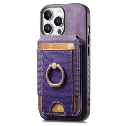 For iPhone 16 Pro Max Retro Splitable Magnetic Stand Card Bag Leather Phone Case(Purple) - iPhone 16 Pro Max Cases by buy2fix | Online Shopping UK | buy2fix