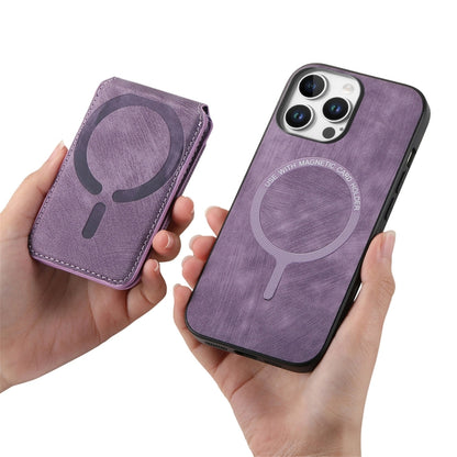 For iPhone 16 Pro Max Retro Splitable Magnetic Stand Card Bag Leather Phone Case(Purple) - iPhone 16 Pro Max Cases by buy2fix | Online Shopping UK | buy2fix
