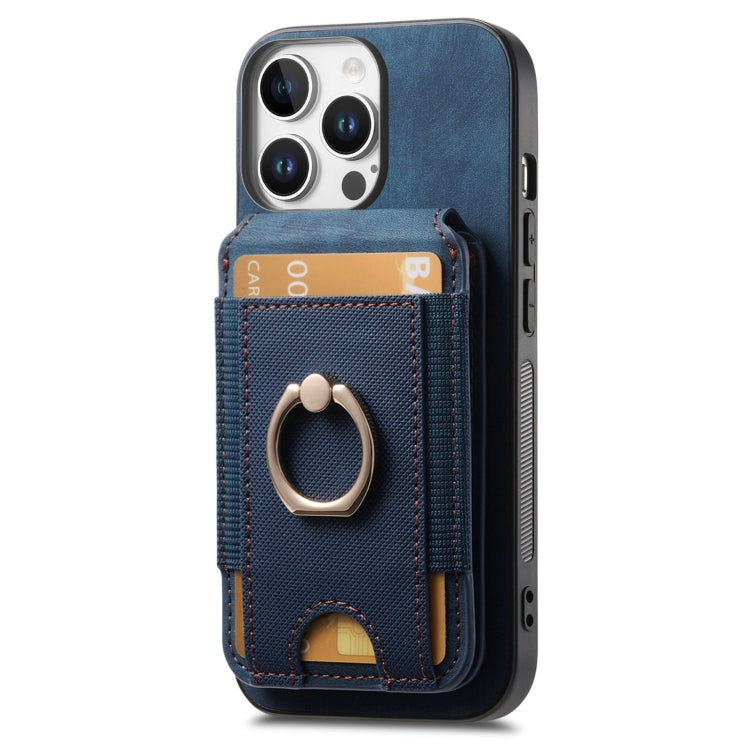 For iPhone 16 Pro Max Retro Splitable Magnetic Stand Card Bag Leather Phone Case(Blue) - iPhone 16 Pro Max Cases by buy2fix | Online Shopping UK | buy2fix