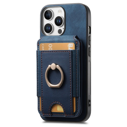 For iPhone 16 Pro Max Retro Splitable Magnetic Stand Card Bag Leather Phone Case(Blue) - iPhone 16 Pro Max Cases by buy2fix | Online Shopping UK | buy2fix