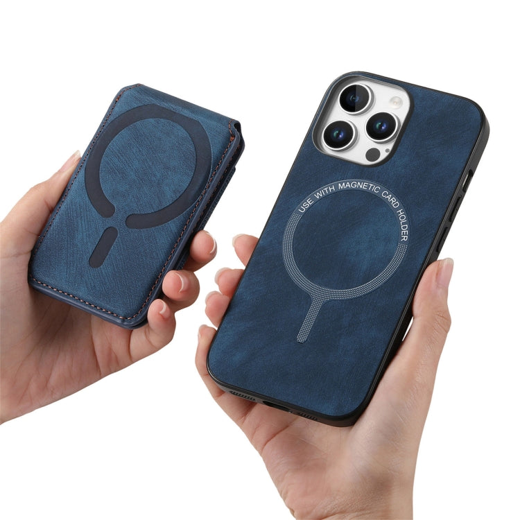For iPhone 16 Pro Max Retro Splitable Magnetic Stand Card Bag Leather Phone Case(Blue) - iPhone 16 Pro Max Cases by buy2fix | Online Shopping UK | buy2fix
