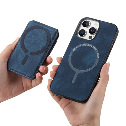 For iPhone 16 Pro Max Retro Splitable Magnetic Stand Card Bag Leather Phone Case(Blue) - iPhone 16 Pro Max Cases by buy2fix | Online Shopping UK | buy2fix