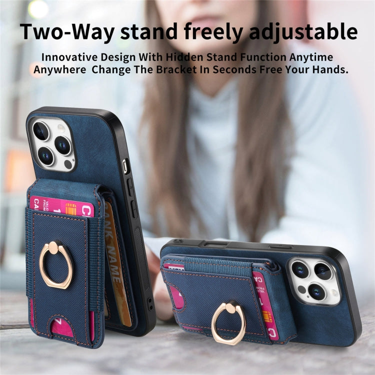 For iPhone 16 Pro Max Retro Splitable Magnetic Stand Card Bag Leather Phone Case(Blue) - iPhone 16 Pro Max Cases by buy2fix | Online Shopping UK | buy2fix