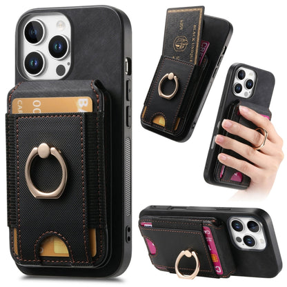 For iPhone 16 Pro Max Retro Splitable Magnetic Stand Card Bag Leather Phone Case(Black) - iPhone 16 Pro Max Cases by buy2fix | Online Shopping UK | buy2fix