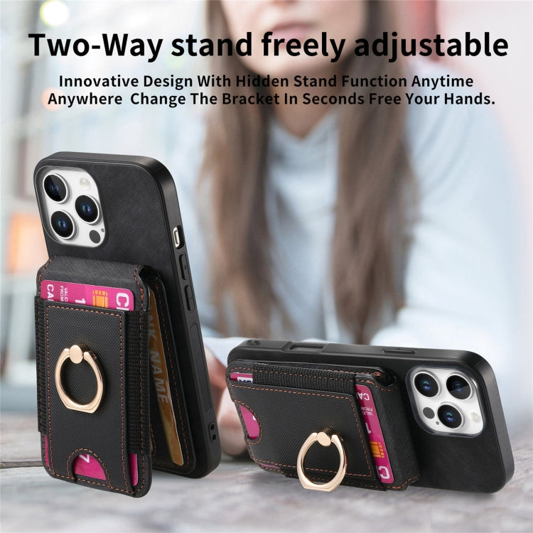 For iPhone 16 Pro Max Retro Splitable Magnetic Stand Card Bag Leather Phone Case(Black) - iPhone 16 Pro Max Cases by buy2fix | Online Shopping UK | buy2fix