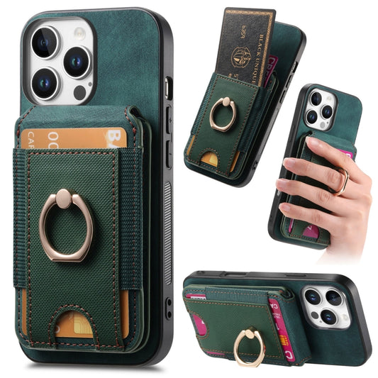 For iPhone 16 Pro Max Retro Splitable Magnetic Stand Card Bag Leather Phone Case(Green) - iPhone 16 Pro Max Cases by buy2fix | Online Shopping UK | buy2fix