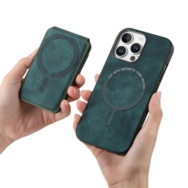For iPhone 16 Pro Max Retro Splitable Magnetic Stand Card Bag Leather Phone Case(Green) - iPhone 16 Pro Max Cases by buy2fix | Online Shopping UK | buy2fix