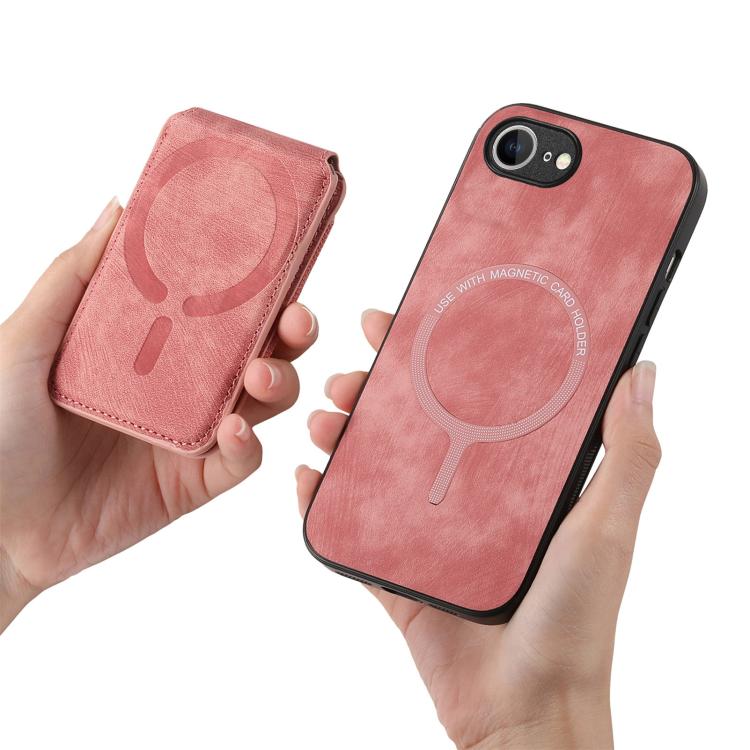 For iPhone 16e Retro Splitable Magnetic Stand Card Bag Leather Phone Case(Pink) - iPhone 16e Cases by buy2fix | Online Shopping UK | buy2fix
