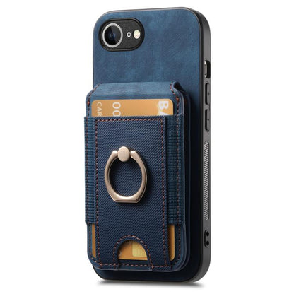 For iPhone 16e Retro Splitable Magnetic Stand Card Bag Leather Phone Case(Blue) - iPhone 16e Cases by buy2fix | Online Shopping UK | buy2fix
