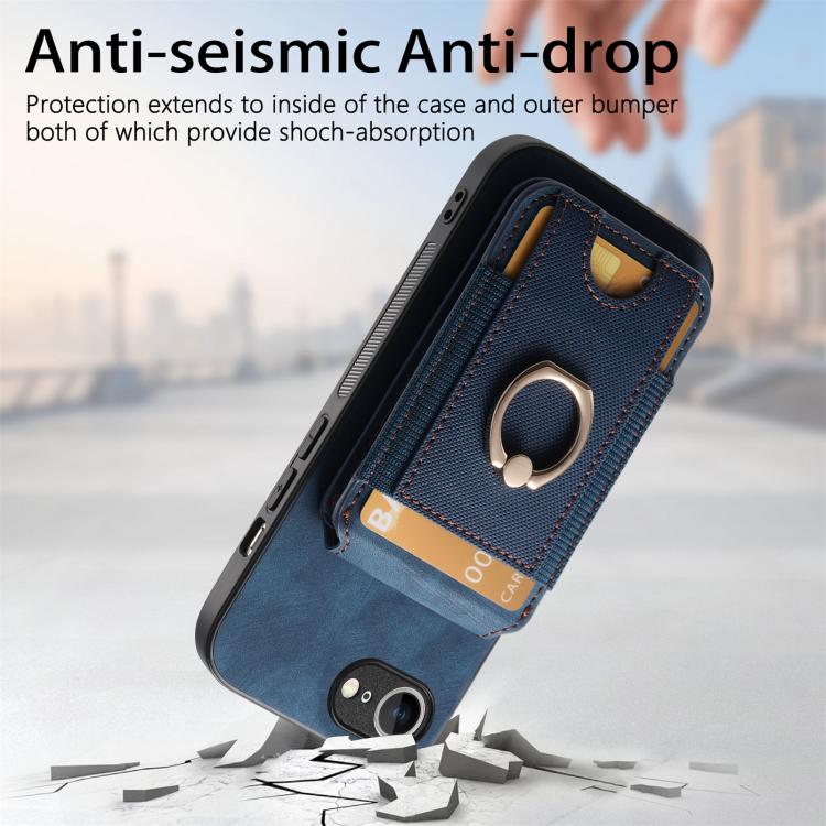 For iPhone 16e Retro Splitable Magnetic Stand Card Bag Leather Phone Case(Blue) - iPhone 16e Cases by buy2fix | Online Shopping UK | buy2fix