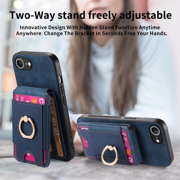 For iPhone 16e Retro Splitable Magnetic Stand Card Bag Leather Phone Case(Blue) - iPhone 16e Cases by buy2fix | Online Shopping UK | buy2fix