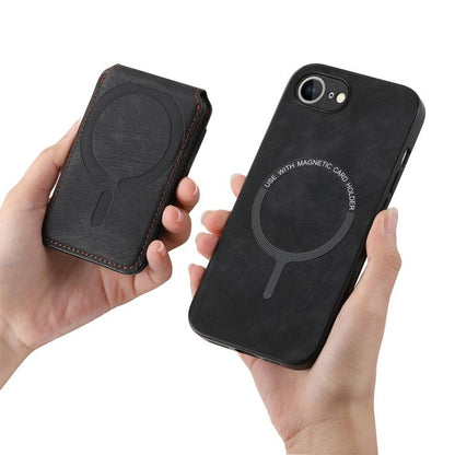 For iPhone 16e Retro Splitable Magnetic Stand Card Bag Leather Phone Case(Black) - iPhone 16e Cases by buy2fix | Online Shopping UK | buy2fix