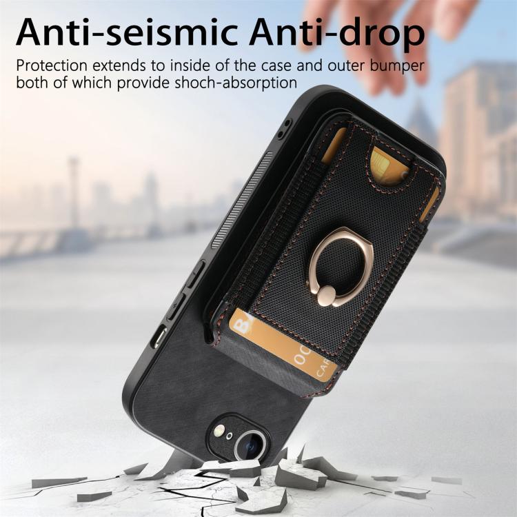 For iPhone 16e Retro Splitable Magnetic Stand Card Bag Leather Phone Case(Black) - iPhone 16e Cases by buy2fix | Online Shopping UK | buy2fix