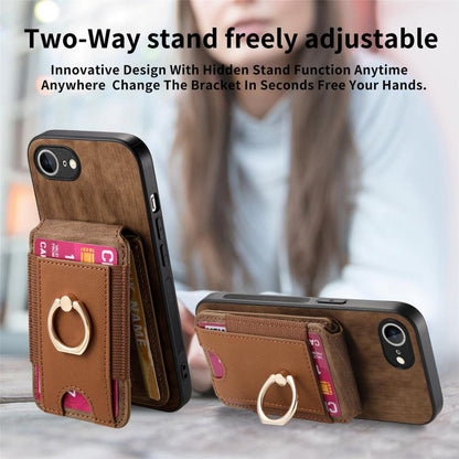 For iPhone 16e Retro Splitable Magnetic Stand Card Bag Leather Phone Case(Brown) - iPhone 16e Cases by buy2fix | Online Shopping UK | buy2fix